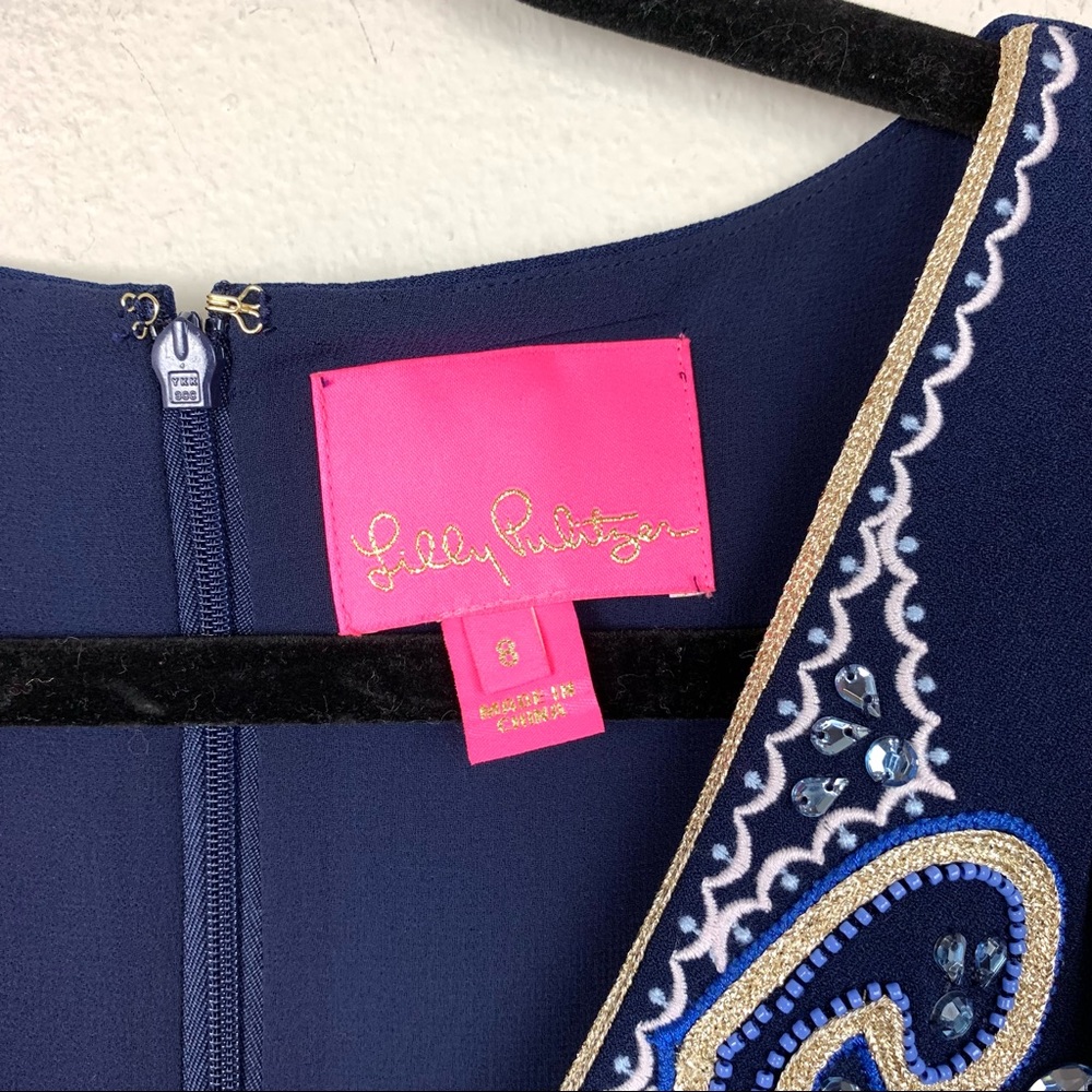 Lilly Pulitzer Navy Blue Mini Dress with White Embroidery - Picture 8 of 8